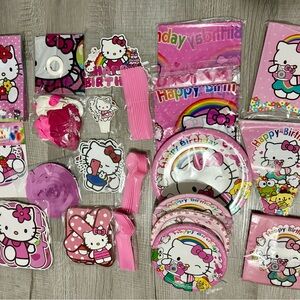 Hello Kitty Pink Rainbow Birthday Tableware Set